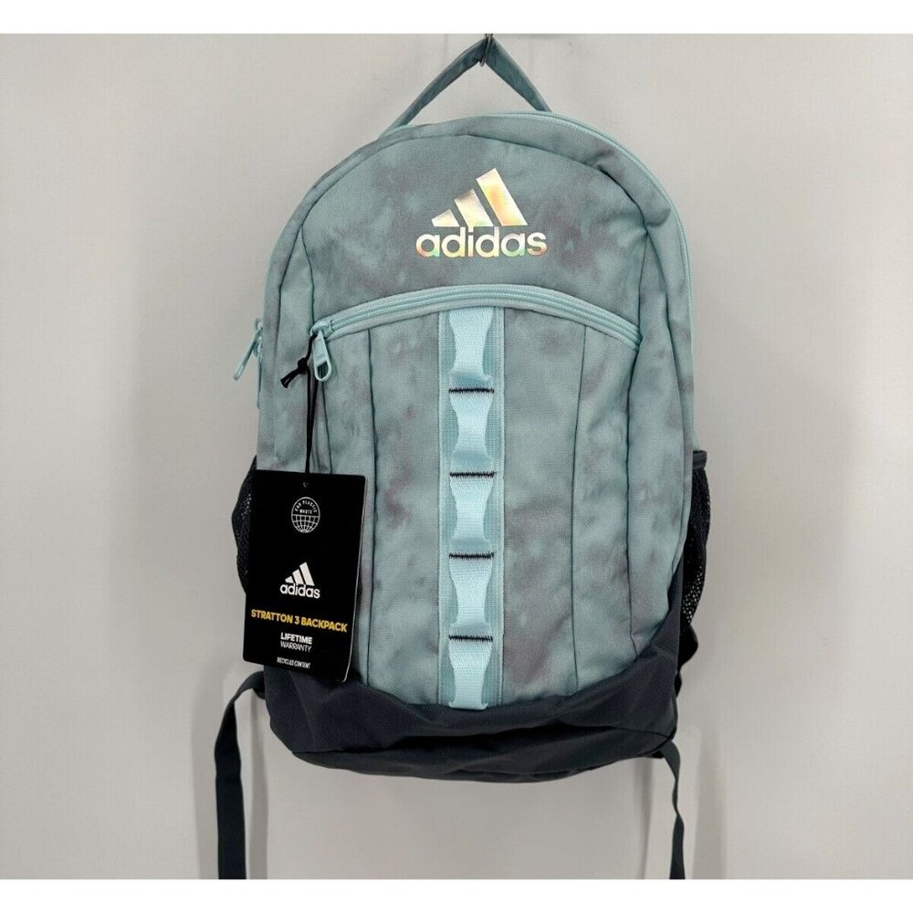 adidas Stratton II Backpack in Light Blue/Gray Large School Bag Fits 17" Laptop